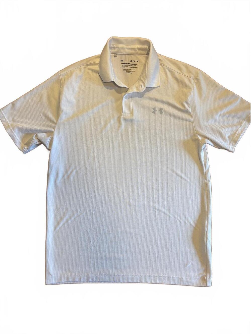 Under Armour Men's Performance Polo Shirt Medium White HeatGear Loose Fit